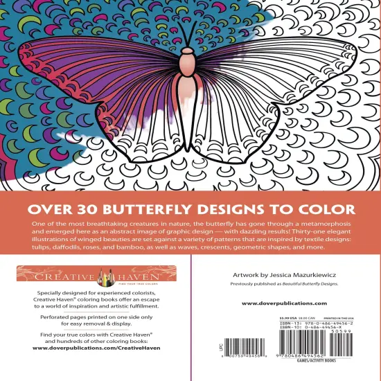 Creative Haven: Beautiful Butterfly Coloring Book-Softcover {3}