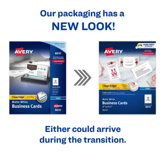Avery Clean Edge Printable Business Cards with Sure Feed Technology, 2" x 3.5", White, 1,000 Blank Cards for Inkjet Printers (08870) {2}