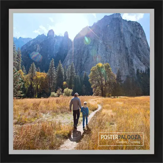 Square Flat Silver Picture Frame - UV Acrylic, Foam Board Backing, Hanging Hardware {1}