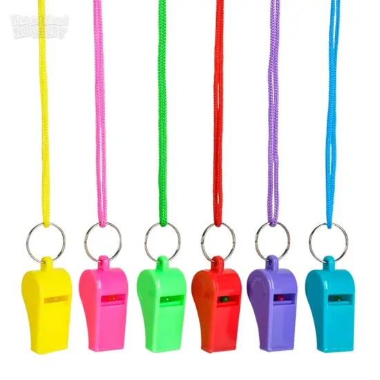 Rhode Island Novelty 2" Neon Whistle Necklace 12Pack {4}