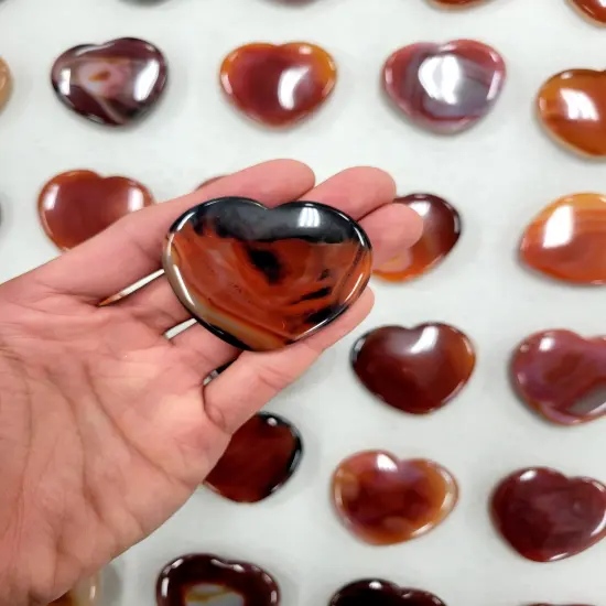 Carnelian Crystal Heart Palm Stones {6}