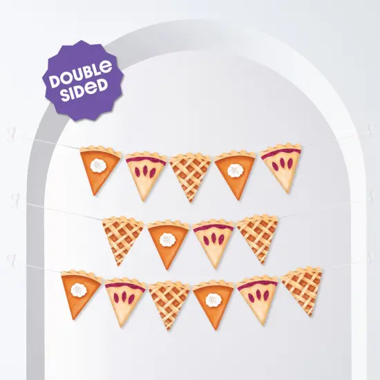 Big Dot of Happiness Holiday Pie Garland Banner, Thanksgiving Decor, Friendsgiving Party Banner, Thanksgiving Pie Banner, 15 Feet of Cord, 15 Shaped Pies {3}