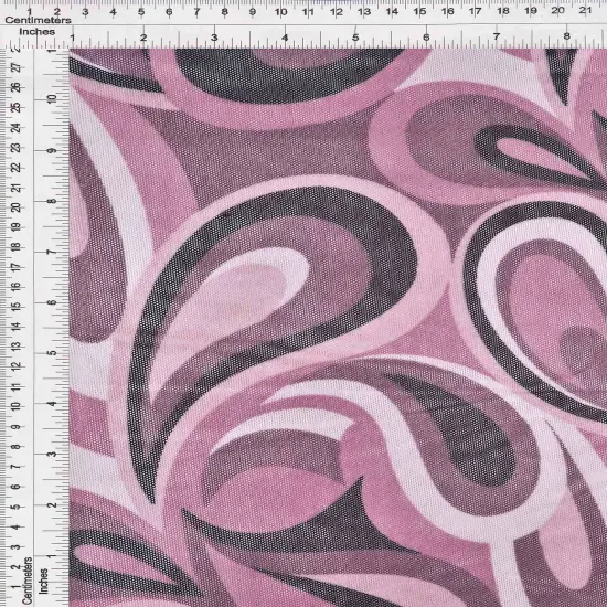 1 Yard Polyester Spandex Mesh Fabric Retro Paisley Geo Print Soft Sheer 58/60" Width BROWN CLAY {5}