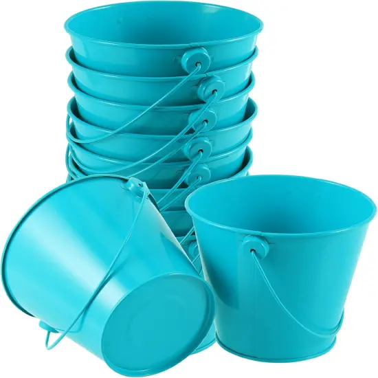 10 Pack Small Blue Metal Bucket {1}