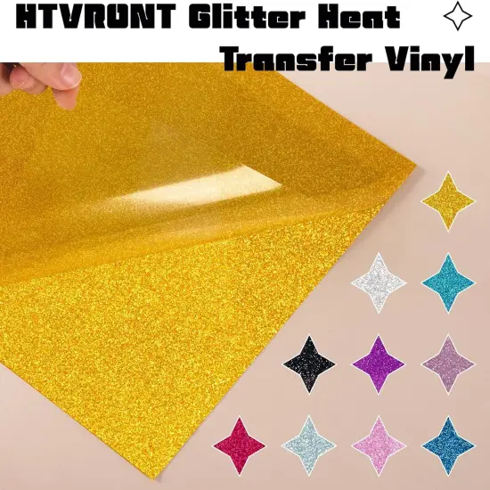 Glitter Heat Transfer Vinyl Bundle - 15 Pack 12" x 10" HTV Sheets Glitter HTV Vinyl for T-Shirts {3}
