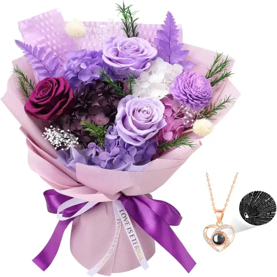 Purple Flower Bouquets with Necklace {1}