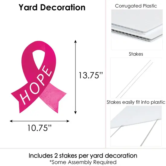 Big Dot of Happiness Pink Ribbon Hope Outdoor Lawn Sign - Breast Cancer Awareness Support Ribbon Small Yard Sign - 1 Piece {6}