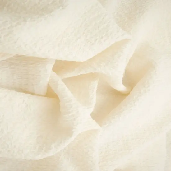 1 Yard Crinkle Check Solid Woven Fabric, 57/58&Prime; Wide Polyester Elastane Blend WHISPER WHITE {2}