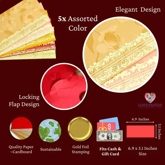 Money Envelopes for Cash Gifts Assorted Color Designs Money Holder Card Fancy Packet Lifafa Shagun Gift Envelope for Christmas Diwali Easter Birthday Wedding Eid (set of 25/50/100) {3}