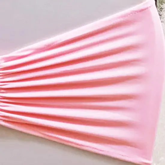 10 Pieces Pink Ruffled Spandex Chair Bands for Charming Event Decor 8x13 inches {5}