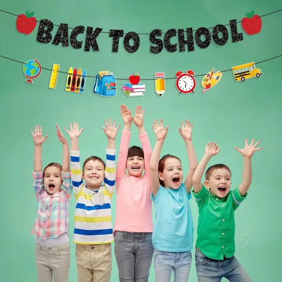 Back to School Banner Black Glitter {5}