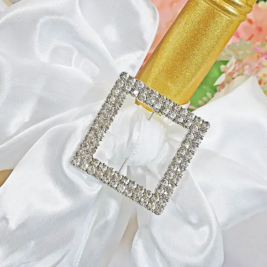 Square Rhinestone Chair Sash Buckle for Wedding Decor 2 Inch Width {3}