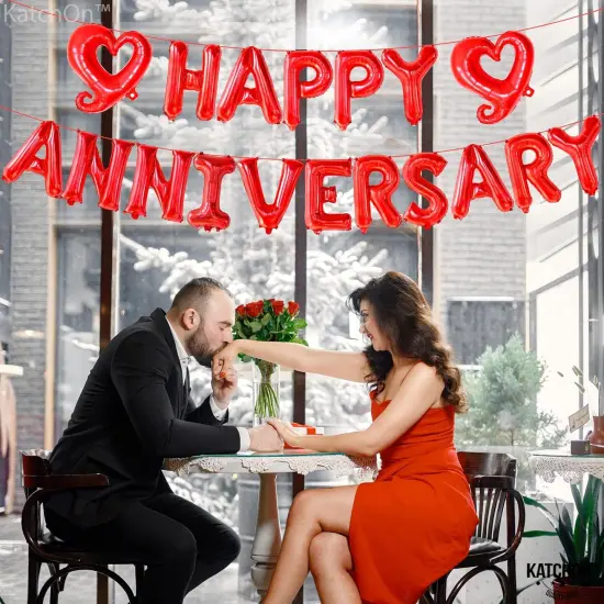 18 Inch Happy Anniversary Balloons Letters - Big Red Banner {5}