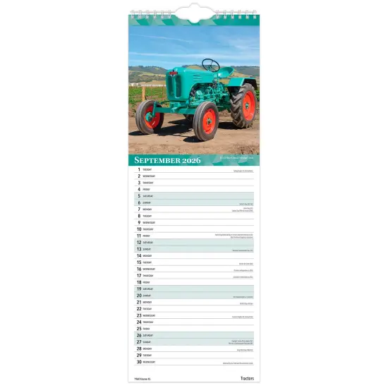 Tractors | 20265.7 x 16.5 Inch (Hanging) Monthly Slimline Wall Calendar {4}