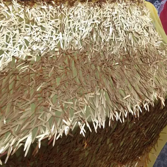 1 Yard Gold Long Teardrop Sequins on Black Mesh Fabric 50/52 Inch Width {2}