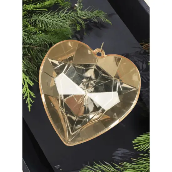 6" Acrylic Heart Jewel Ornament: Gold {3}