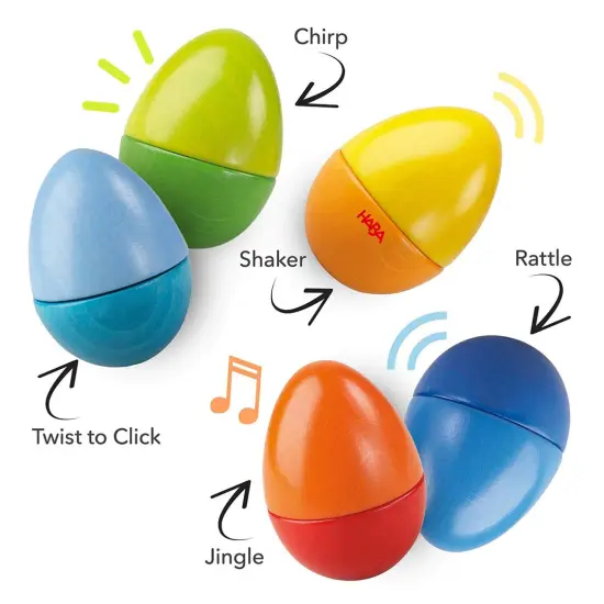 HABA Fun with Sounds Wooden Eggs - 5 Acoustic Sounds, Made in Germany, Kids Musical Instruments, Toddler Sensory Toys Montessori Toys for 2 yrs+ Multicolor {3}