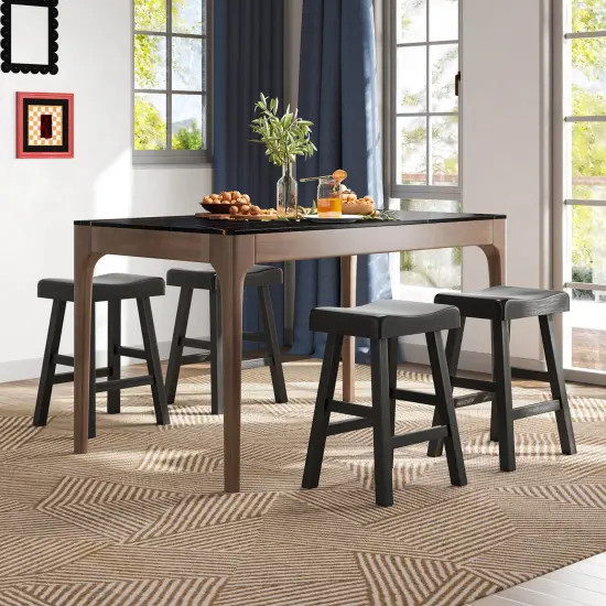 Costway 24-Inch Modern Solid Wood Saddle Stools Set of 2/4 with Curved Seats Footrests {2}