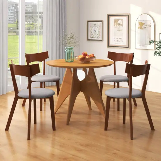 Costway Wooden Armless Dining Chair Set of 2/4 with Rubber Wood Legs Padded Seat Cushion {3}