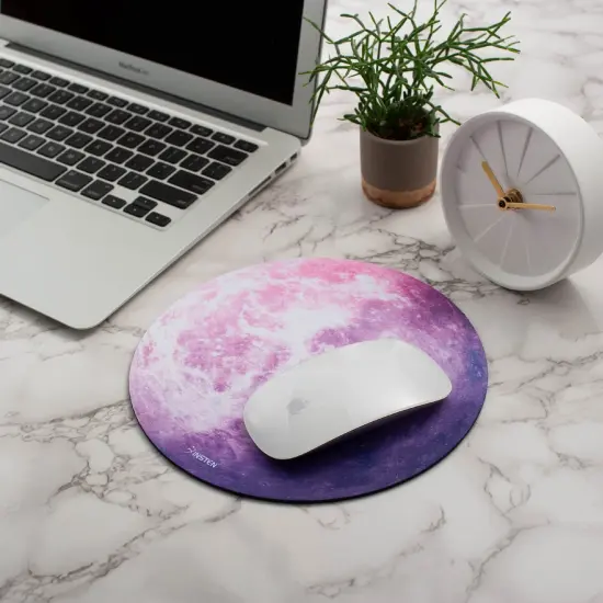 Insten Galaxy Mouse Pad Round Venus, Non Slip Rubber Base, Smooth Surface Mat, For Home Office Gaming, Iris Purple {6}
