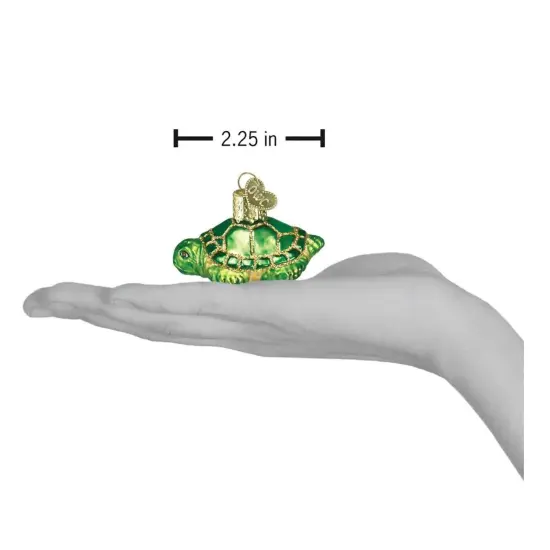 Old World Christmas 1.25 In Small Turtle Christmas Tree Ornament , Slow Steady Shell Home Green {2}