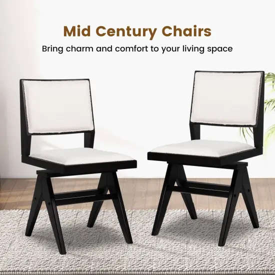 Costway Mid Century&nbsp;Modern Dining Chairs Set of 2/4 Faux Shearling Upholstered Dinner Chairs {4}