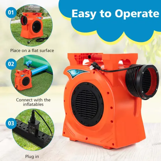 Costway 3 HP/2200W Air Blower Commercial Inflatable Bounce House Blower for Water Slide {6}