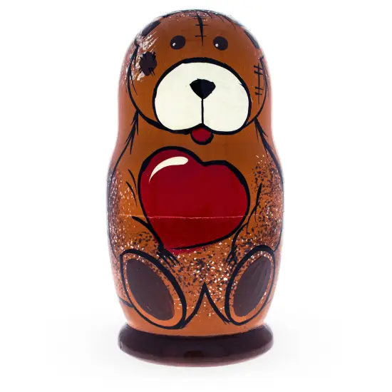 5 Pieces Bear FamilyWooden Nesting Dolls {4}