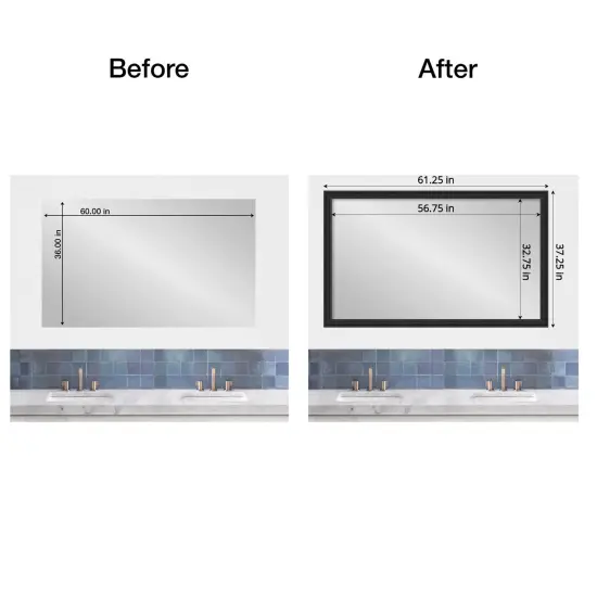 Amanti Art Mirror Makeover Bathroom Mirror Frame Border Kit -Fully Assembled Peel and Stick Frame - Mirror NOT Included - Shipwreck Narrow Trim Shipwreck Black {5}