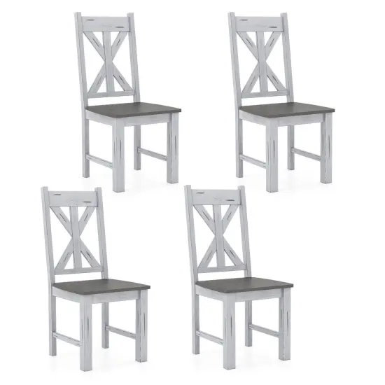 Costway Wooden Dining Chair Set of 2/4 withRubber Wood Frame Elegant Hollowed Backrest {8}