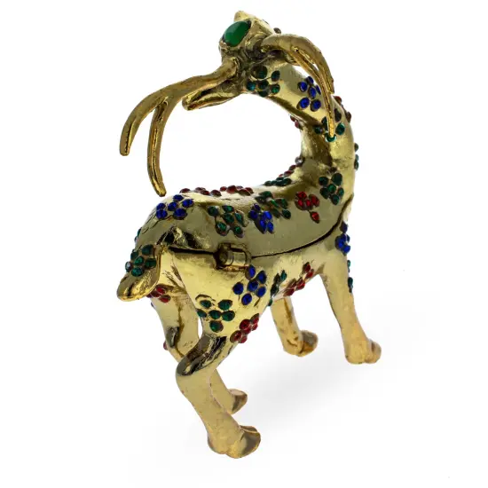 Jeweled Reindeer Trinket Box Figurine {3}