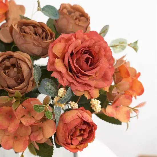 Fake Peony Silk Flowers Hydrangea - Fall {3}