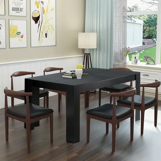 Costway 63'' Dining Table Rectangular Modern Kitchen Table For 6 People Home Furniture {2}
