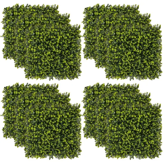 Costway 12 PCS 20" x 20" Artificial Hedge Boxwood Panels with Realistic Undulant surface {1}