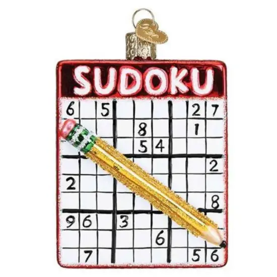 Old World Christmas 3.5 Inch Sudoku Christmas Tree Ornament , Numbers Game Multicolored {1}