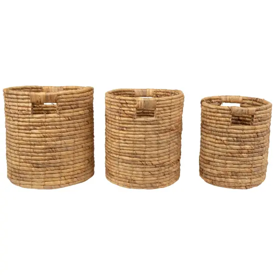 Northlight Natural Woven Table and Floor Cylindrical Seagrass Baskets - Brown - Set of 3 Beige {3}