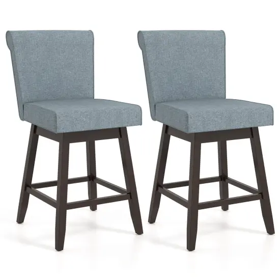 Costway 27" Swivel Bar Stools Set of 2/4 with Rubber Wood Legs Upholstered Linen Bar Chairs Beige/Gray {8}