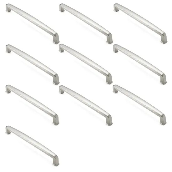 Cauldham Solid Kitchen Cabinet Handles (7-1/2" Hole Centers) - Drawer/Door Hardware - Style T765 - Satin Nickel {3}