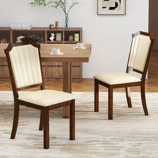 Costway Dining Chair Set of 2/4 Upholstered Kitchen Chair with PU Leather & Rubber Wood Frame {9}
