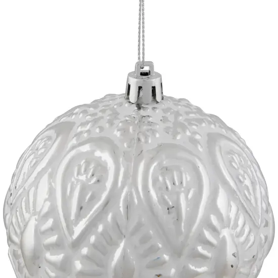 Northlight Embossed Raindrops Christmas Glass Ball Ornament - 3.5" - White {6}
