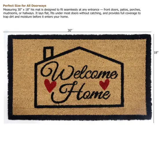 Gardenised Heavy Duty Coco Coir Doormat Non Slip PVC Baking Embossed Welcome Design Natural Coconut Fiber Floor Mat for Front Door Porch Patio Entryway Garage Mudroom & Outdoor Use 18x30" Hearty Welcome Home {5}