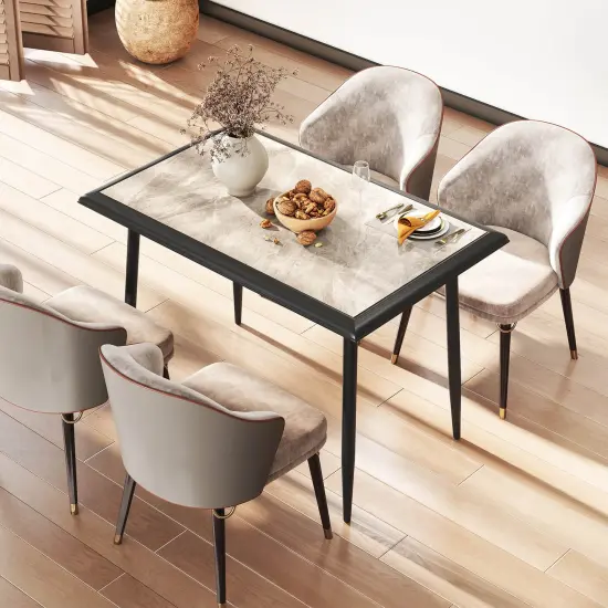 Costway 44" Rectangular Kitchen Table with Metal Frame Faux Marble Tabletop Dining Table {5}