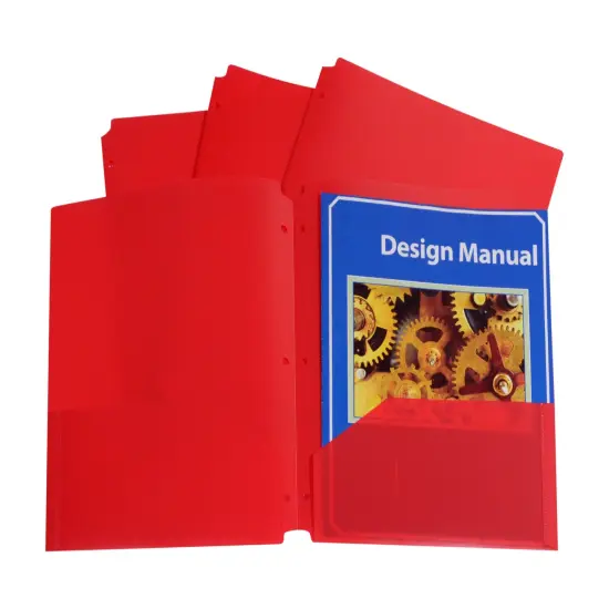 C-Line Poly Portfolio Folder, 3-Hole Punch, 2-Pocket, Red, Pack of 25 {2}
