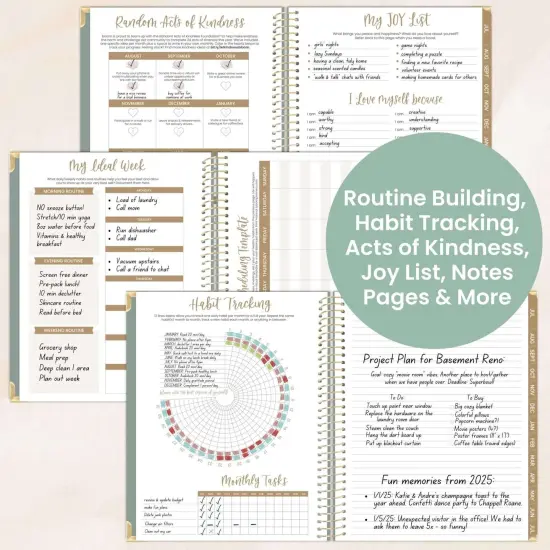 bloom daily planners 2025-26 Academic Planner, Hard Cover, 8.5" x 11", Green Linen {6}