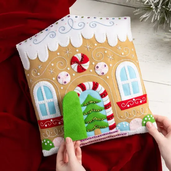Bucilla Felt Pillow Applique Kit 12"X13.75"-Gingerbread Cottage {4}