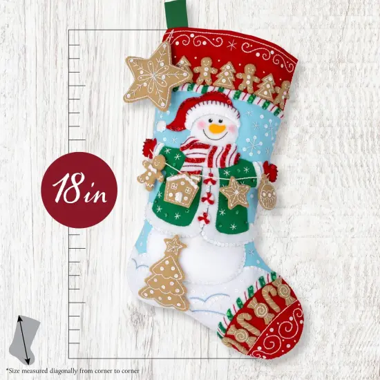 Bucilla Felt Stocking Applique Kit 18" Long-Jolly Gingerbread Snowman {4}