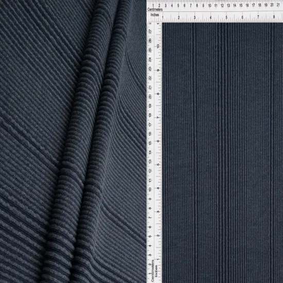 1 Yard Variegated Jacquard Rib Knit Fabric Soft Stretch Polyester Rayon Blend 52/54 Inches Wide NAVY {1}
