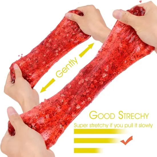 Watermelon Crystal Clear Slime with Glitters Premade(Red) {4}