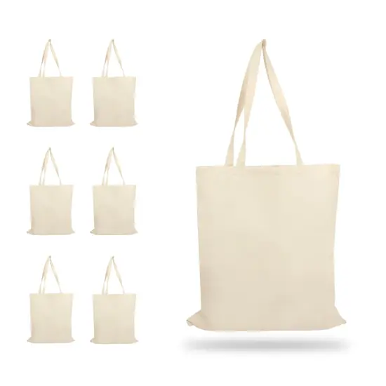 Tote Bags Bulk - 100% Cotton Reusable Shopping Bags - 6 & 12 Pack Grocery Bags Reusable Shopping Bags - Tote Bags for Women 15 x 16 {1}