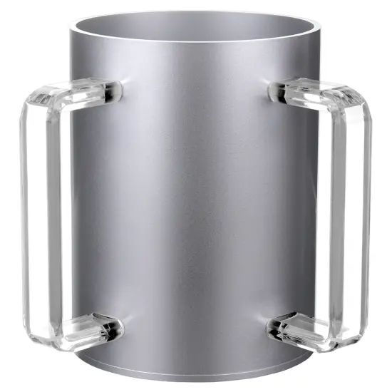 Lucite Wash Cup Silver WithClear Handle {1}